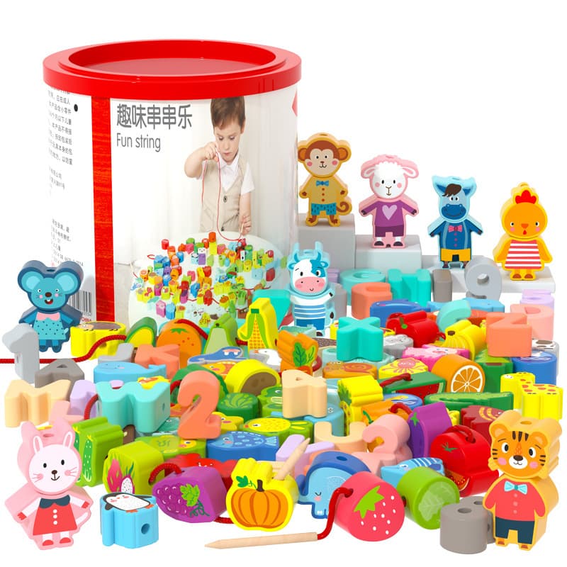 Wooden constructor with beads, smart toy 5