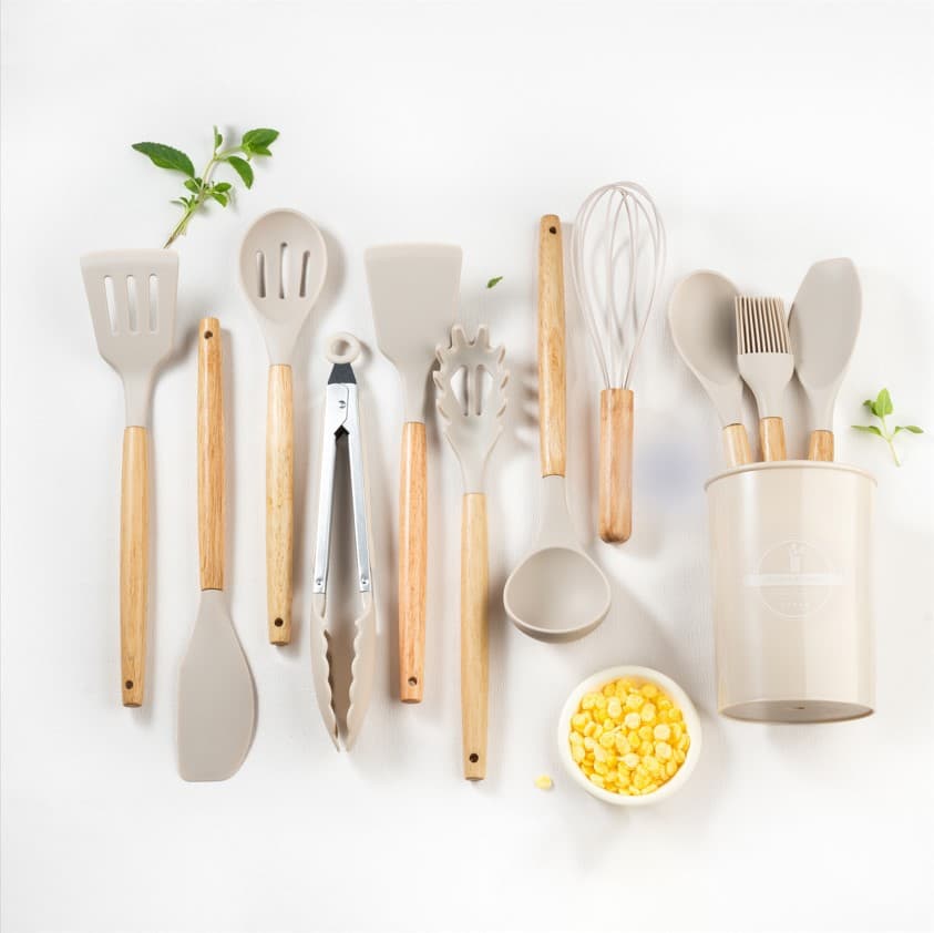 Black khaki storage system, silicone kitchenware, set, Amazon, 11 pieces 2