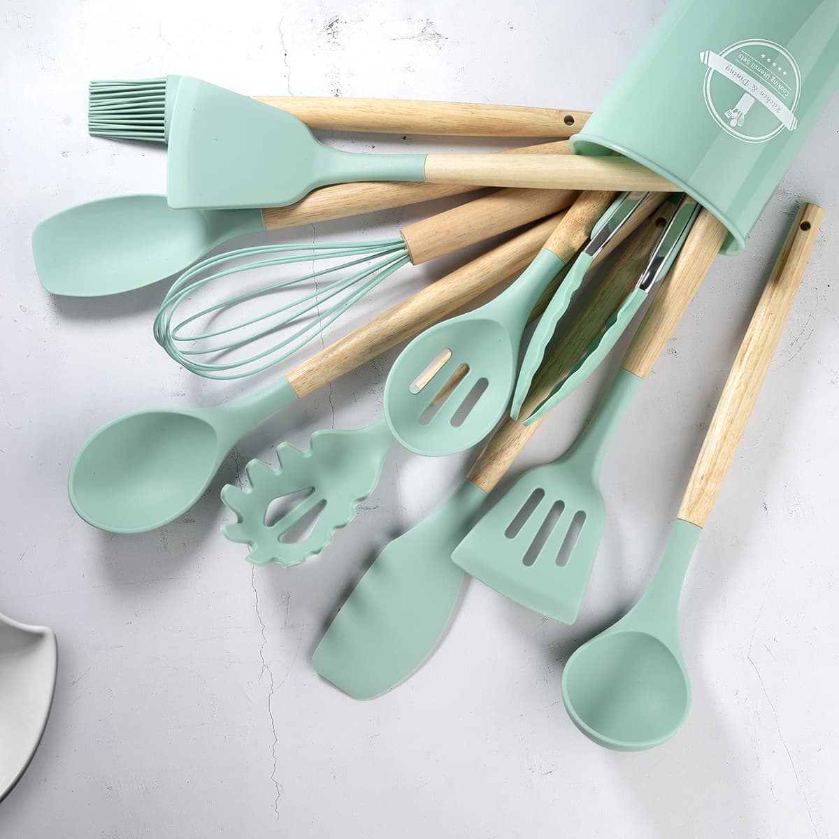 Black khaki storage system, silicone kitchenware, set, Amazon, 11 pieces 3