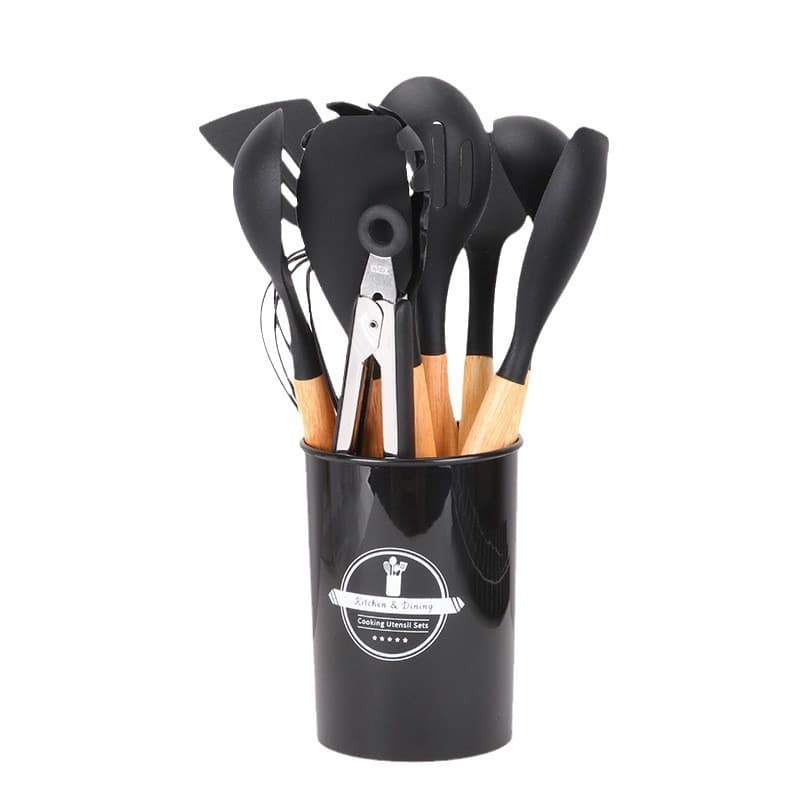 Black khaki storage system, silicone kitchenware, set, Amazon, 11 pieces 5