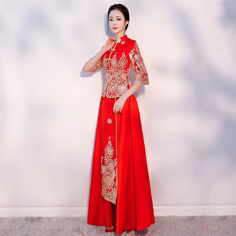 Suhe traditional wedding dress, evening dress, cheongsam for bride, 2020, Chinese style 2