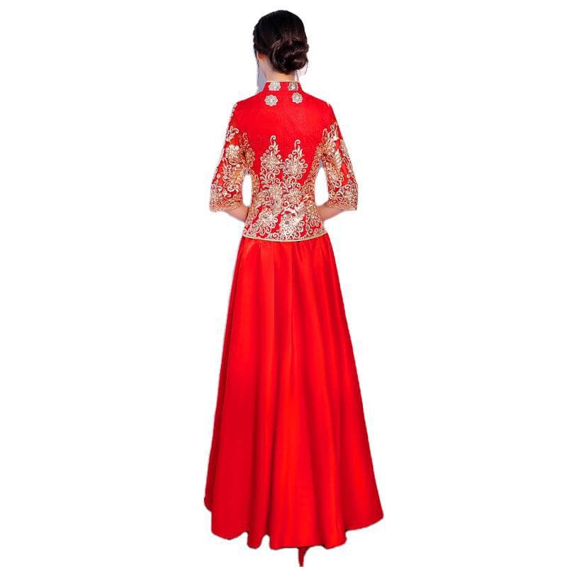 Suhe traditional wedding dress, evening dress, cheongsam for bride, 2020, Chinese style 5