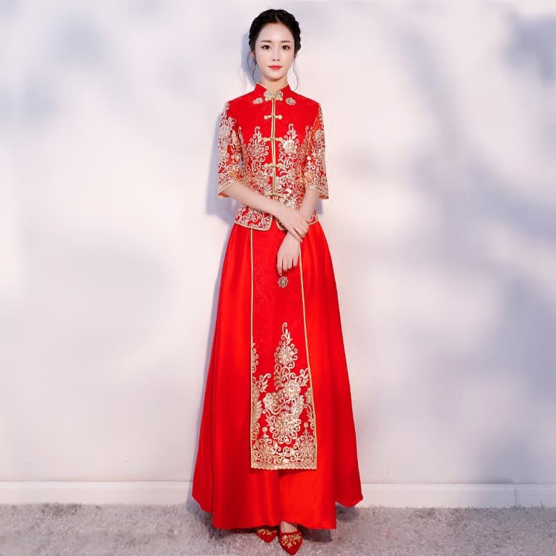Suhe traditional wedding dress, evening dress, cheongsam for bride, 2020, Chinese style 1