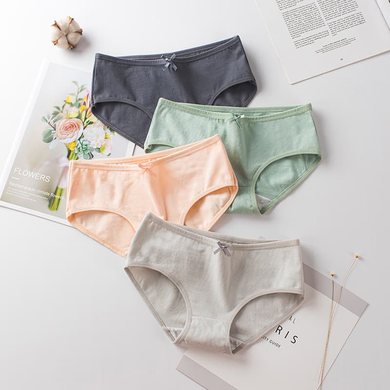 (Wholesale), cotton underwear, breathable solid colored trousers, Japanese pants with bow for students, mid rise 4