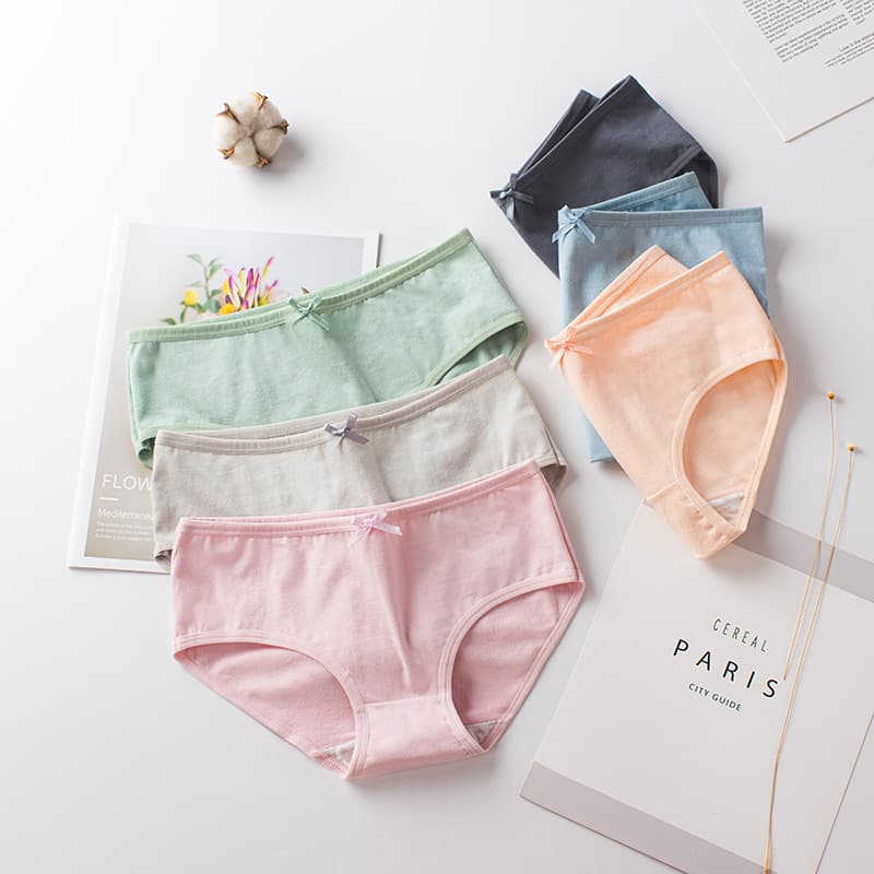 (Wholesale), cotton underwear, breathable solid colored trousers, Japanese pants with bow for students, mid rise