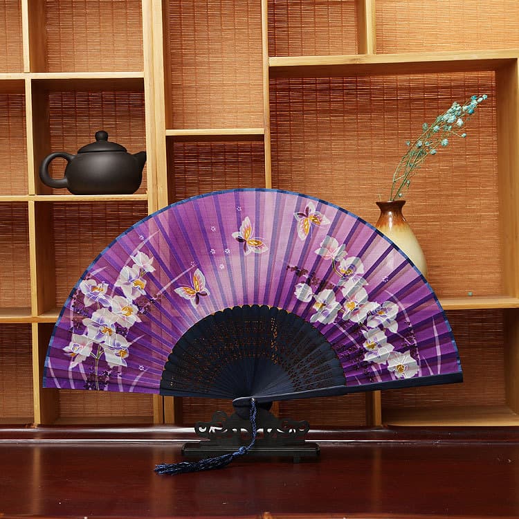 Chinese style dance fan folding fan Japanese -style craft gift bamboo fan advertisement fan silk cloth ancient style folding fan wholesale 3