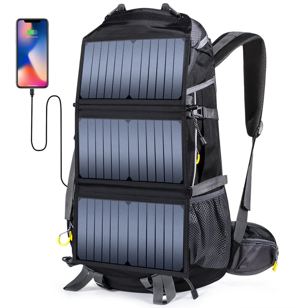 Big capacious backpack solar-powered