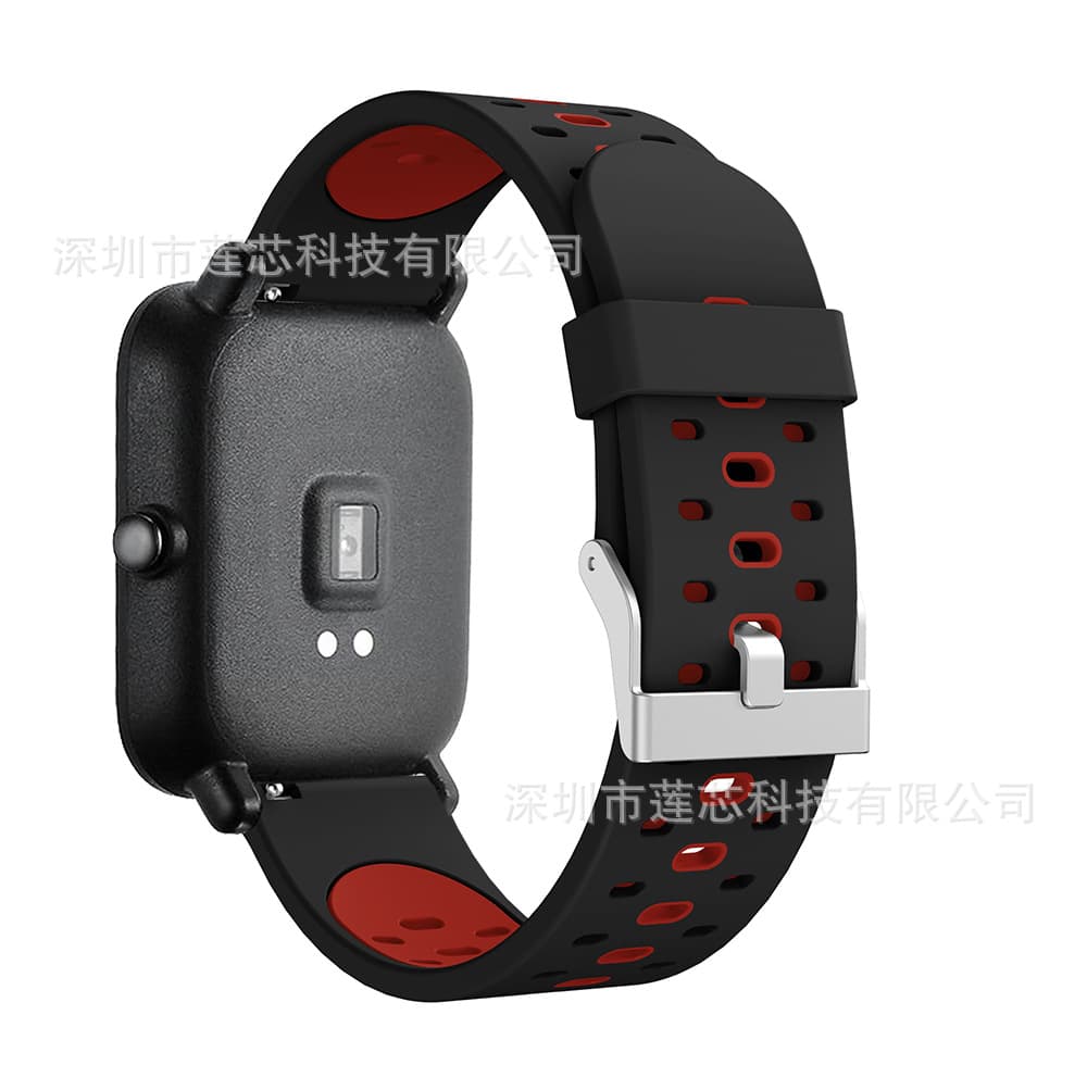 Suitable for Huami Youth Edition Amazfit BIP/Galaxy Watch 42mm three -row pores double -color silicone 3