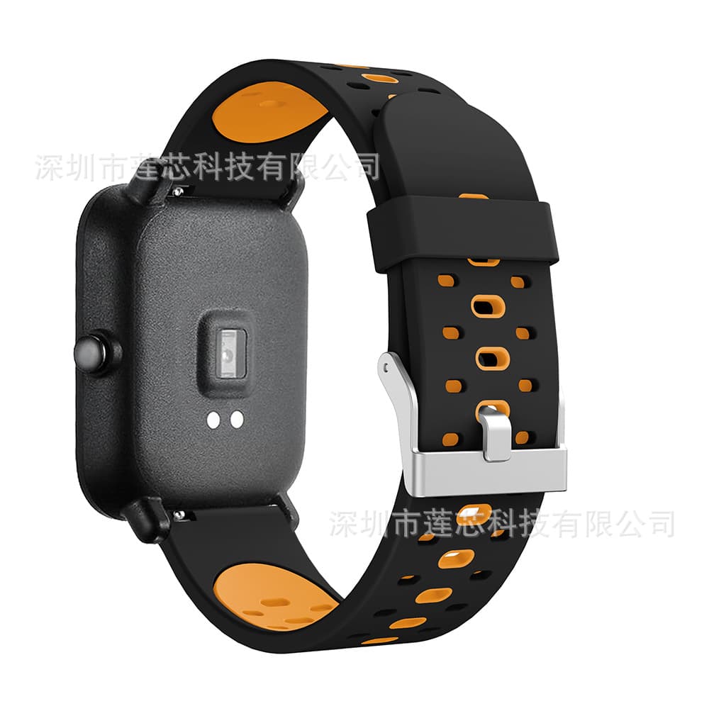 Suitable for Huami Youth Edition Amazfit BIP/Galaxy Watch 42mm three -row pores double -color silicone 4