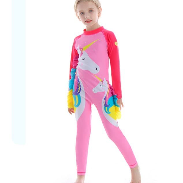 Children's swimwear, quick dry cute sun protection cream, fuchsia long-sleeve 4