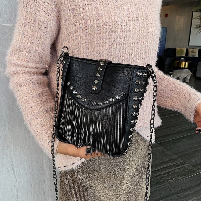 Shoulder bag, fashionable black polyurethane backpack, one-shoulder bag, 2020, city style, Korean style 2