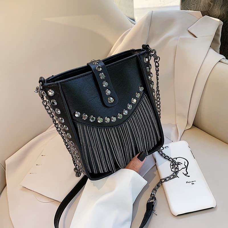 Shoulder bag, fashionable black polyurethane backpack, one-shoulder bag, 2020, city style, Korean style 3
