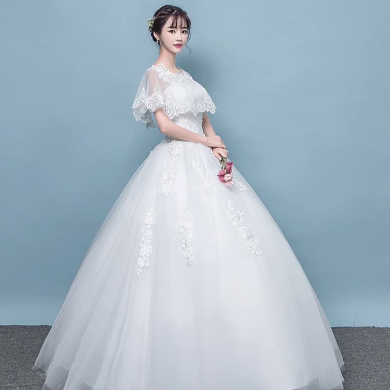 Wedding dress with a round collar for bride, Korean style 2