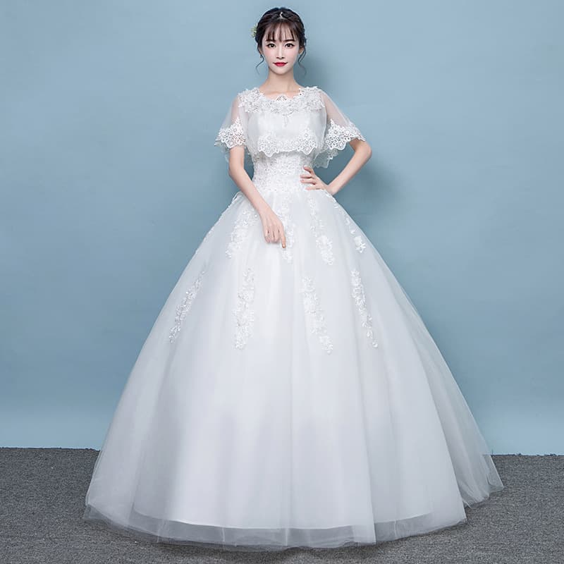 Wedding dress with a round collar for bride, Korean style 3