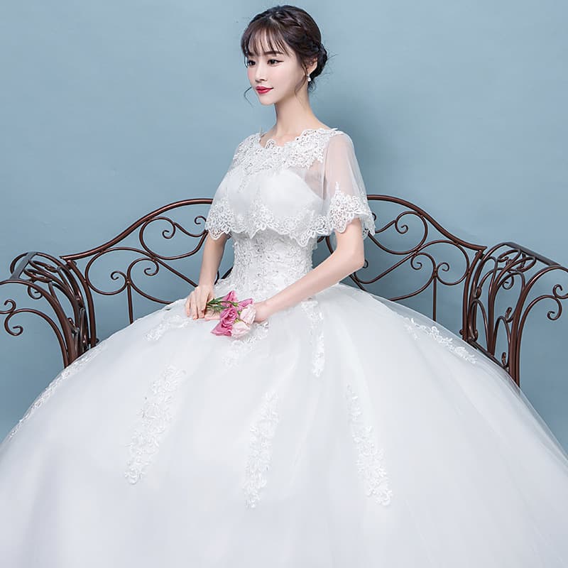 Wedding dress with a round collar for bride, Korean style 4