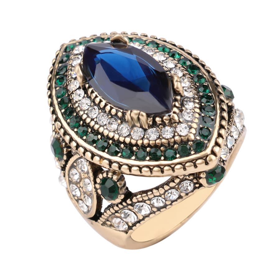 (Cross-border trading), (Wholesale), stone inlay, fashionable retro ring with stone, European style, with gem, boho style 1