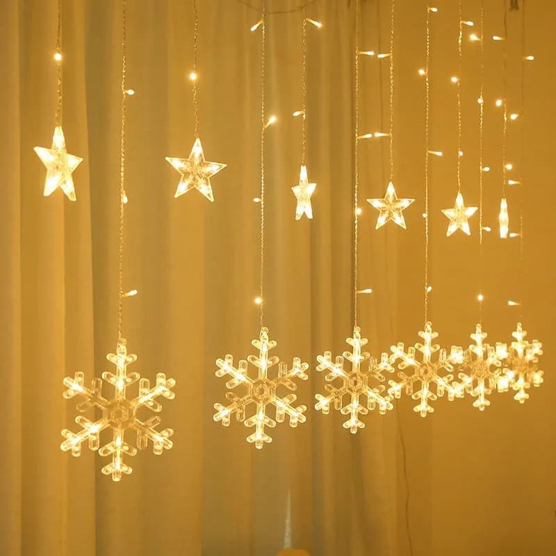 InsLED colorful five-pointed star lights Christmas tree bell shape curtain lights room decoration lights holiday decoration indoor 3