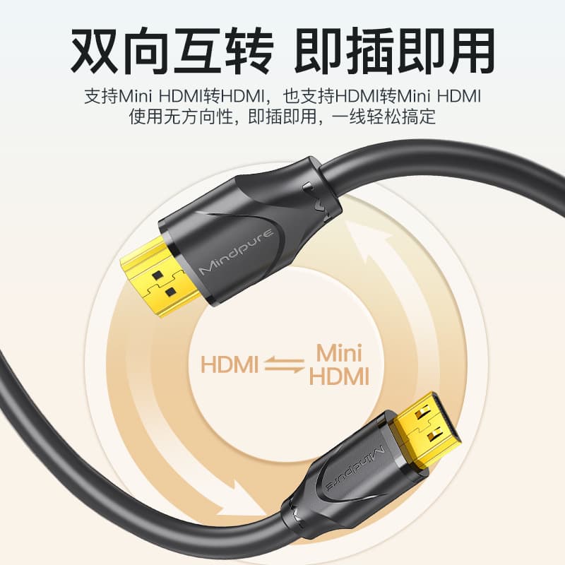 HDMI line mini HDMI to HDMI projector TV tablet computer HD mini HDMI 4K line 3