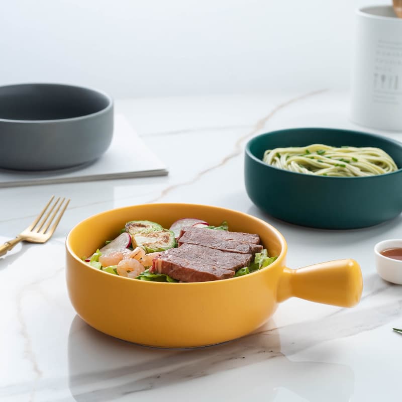 Baked rice bowl, northern European wind, baked baking bowl, Italian noodle plate, simple home tableware soup noodle bowl salad bowl 2