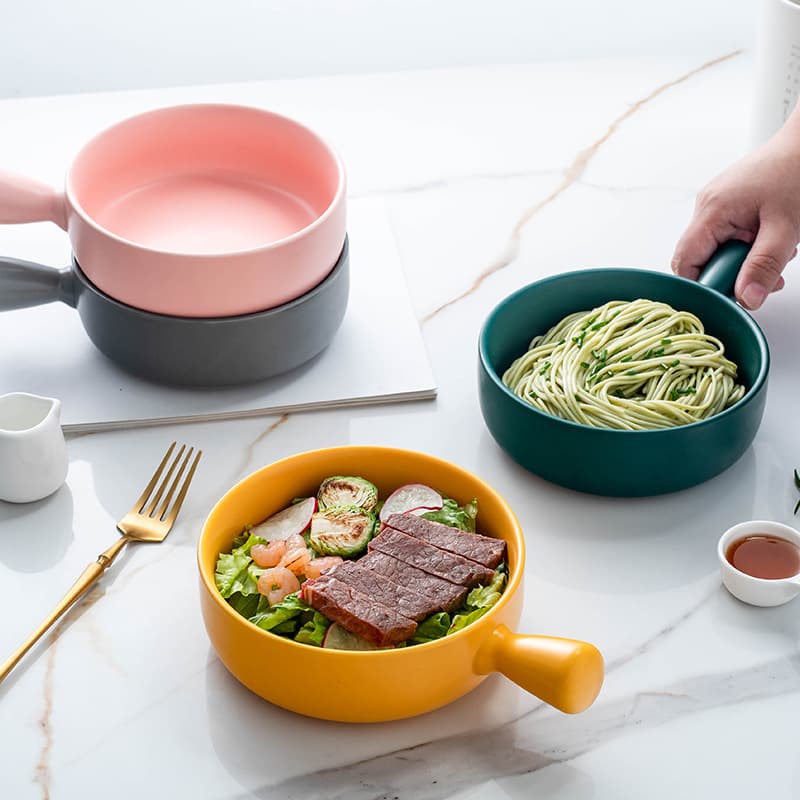 Baked rice bowl, northern European wind, baked baking bowl, Italian noodle plate, simple home tableware soup noodle bowl salad bowl 3
