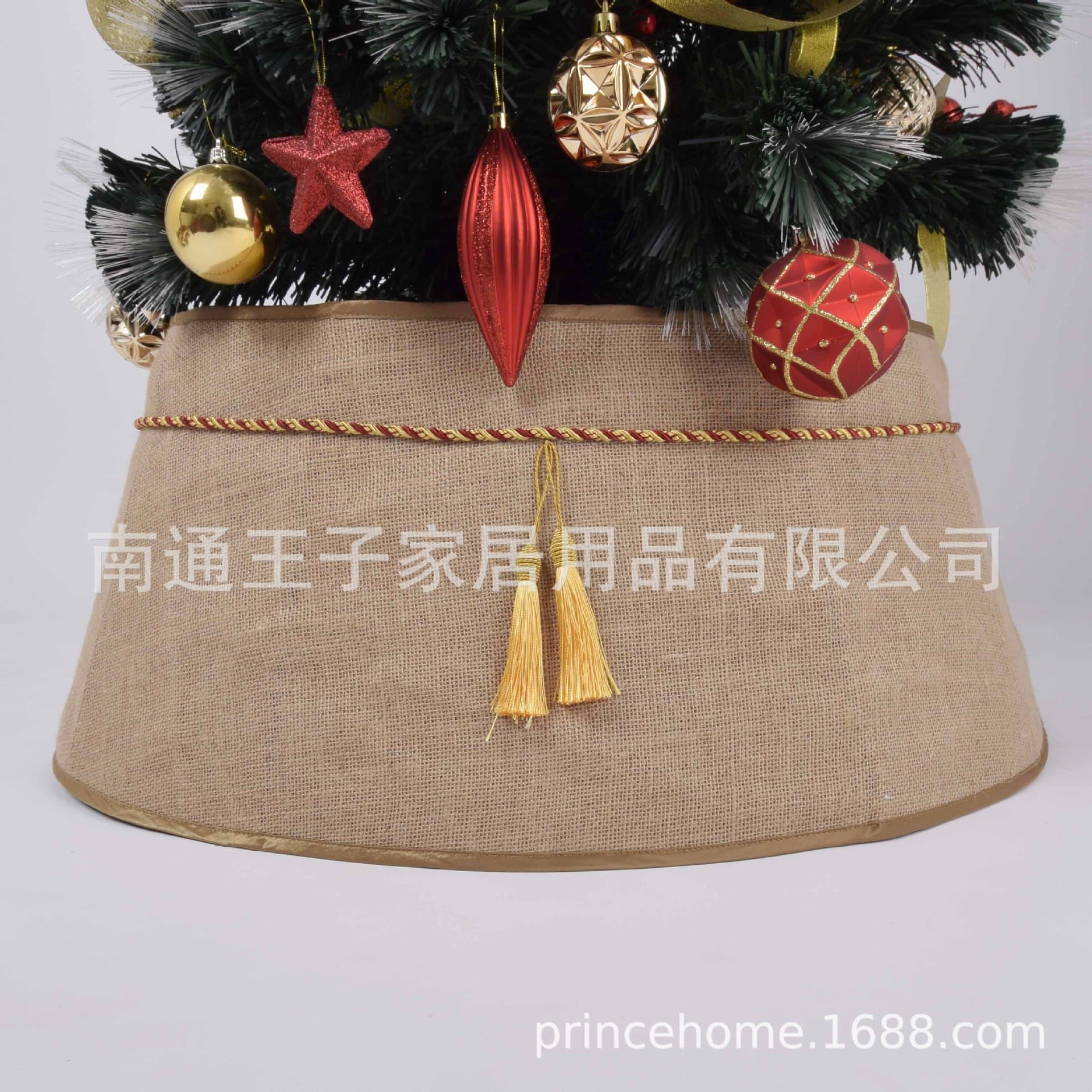 Three-dimensional Linen Tassel Foldable Christmas Holiday Holiday Party Decoration Tree Skirt Christmas Decoration Tree Collar 1