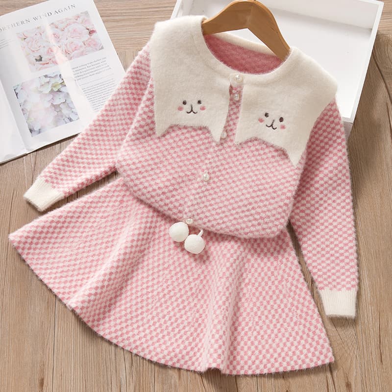 Cute autumn cartoon set girl's, woolen dress 3