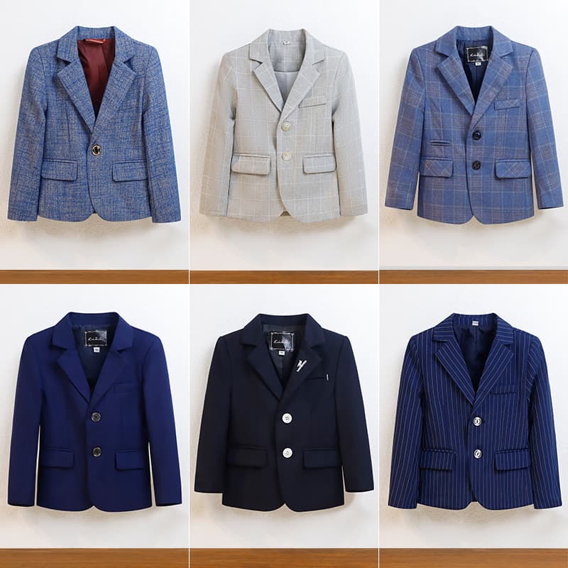 Children's solid color demi-season classic suit jacket for boys, dress, British style, for teenagers 2