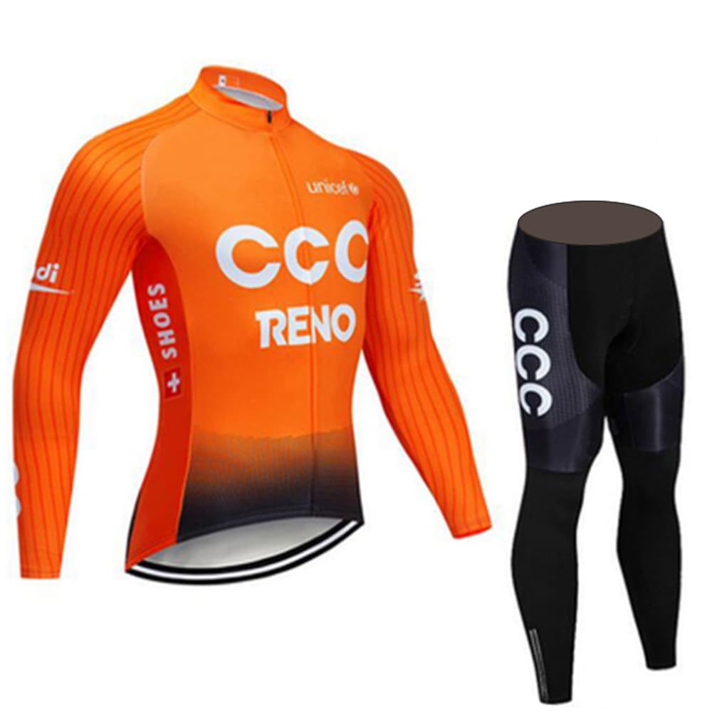 Winter velvet keep warm road jersey, road bike for men and women, long-sleeve, orange travel set 2