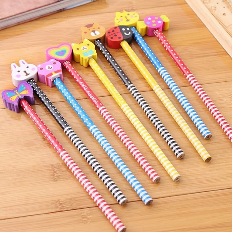 Cartoon eraser, cute teaching pencil for students, Birthday gift 1
