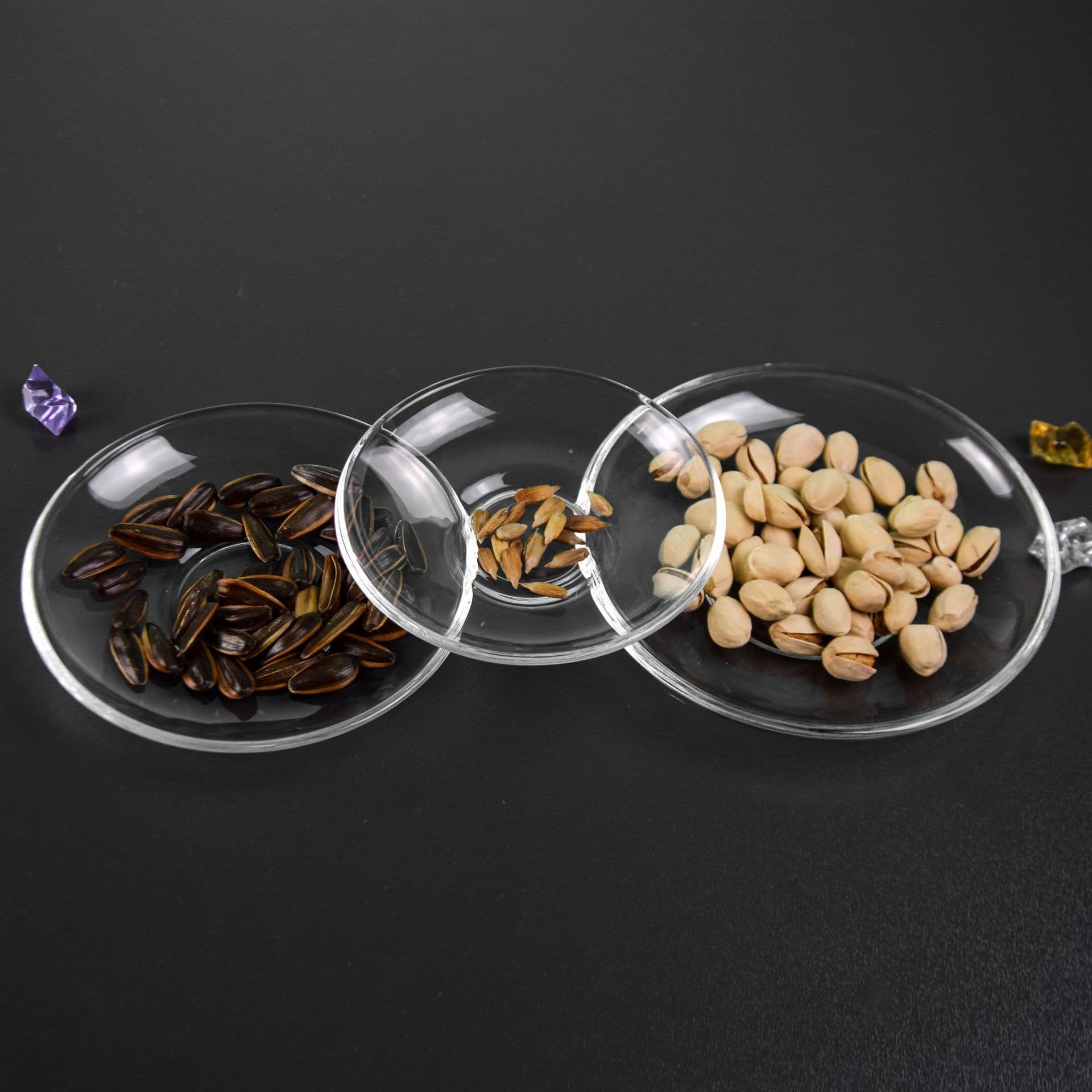 Factory wholesale, transparent thickened glass dish refined white ingredients round snack disc 2