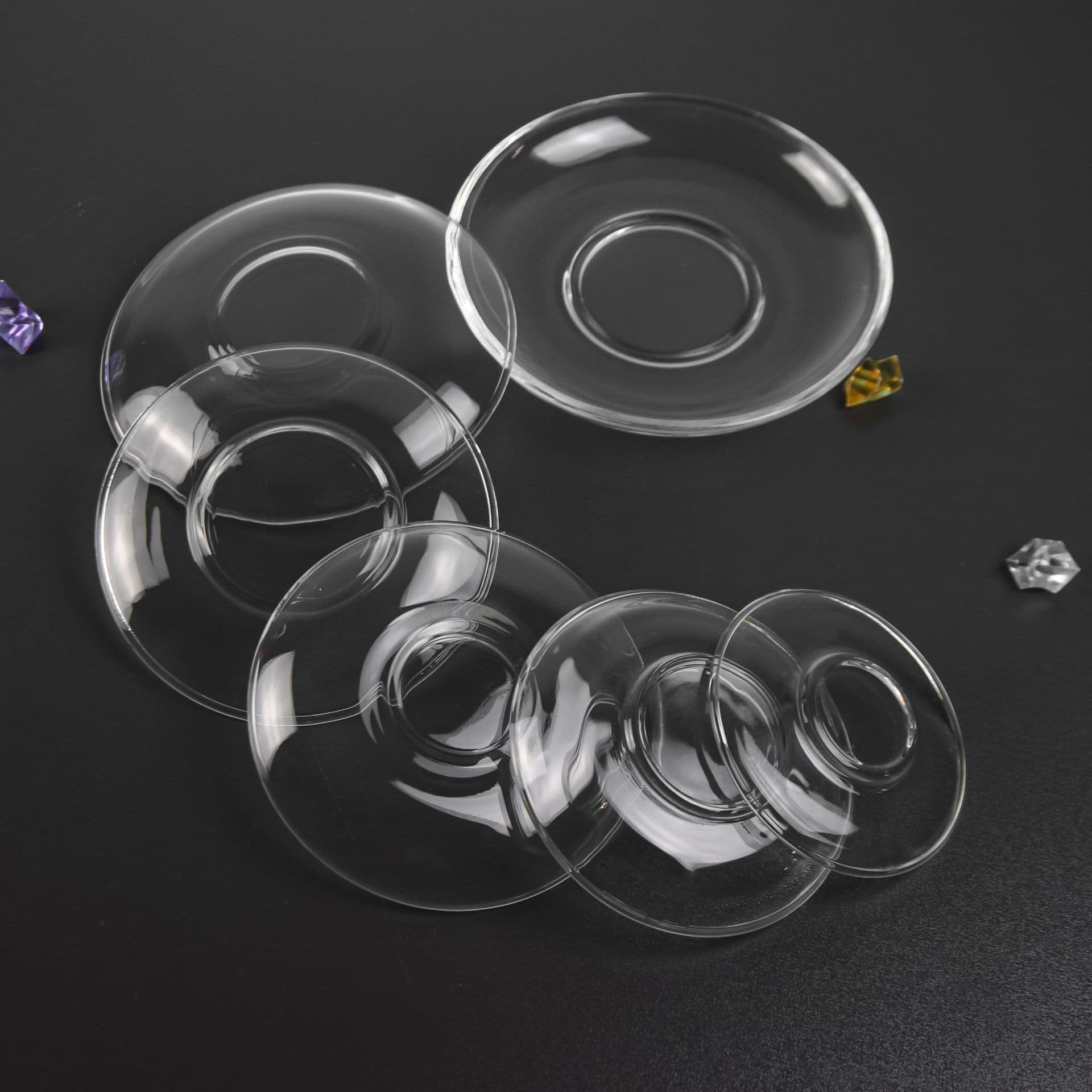 Factory wholesale, transparent thickened glass dish refined white ingredients round snack disc 4