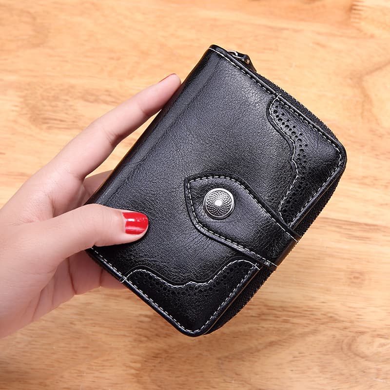 (Cross-border trading), retro short wallet with zipper, chain, European style 2