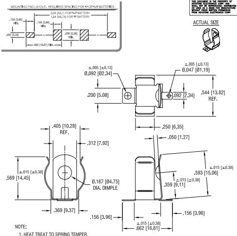 [Keystone electronics 53 AA CR2 A 电池夹SMT正负极电池座电池片] 2