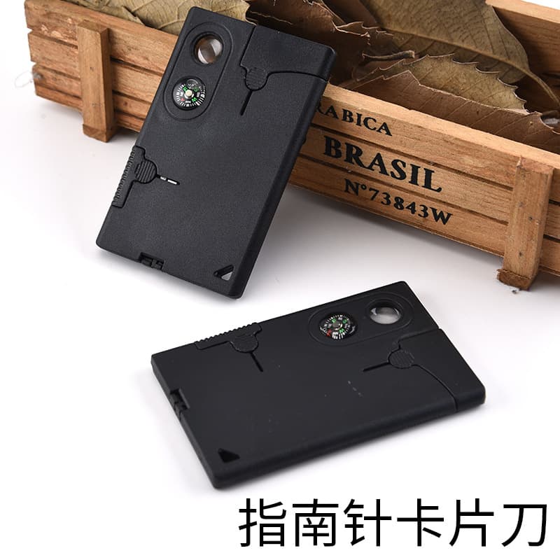 Manufacturer wholesale outdoor multi-functional portable integrated self-defense tool card compass card knife 2