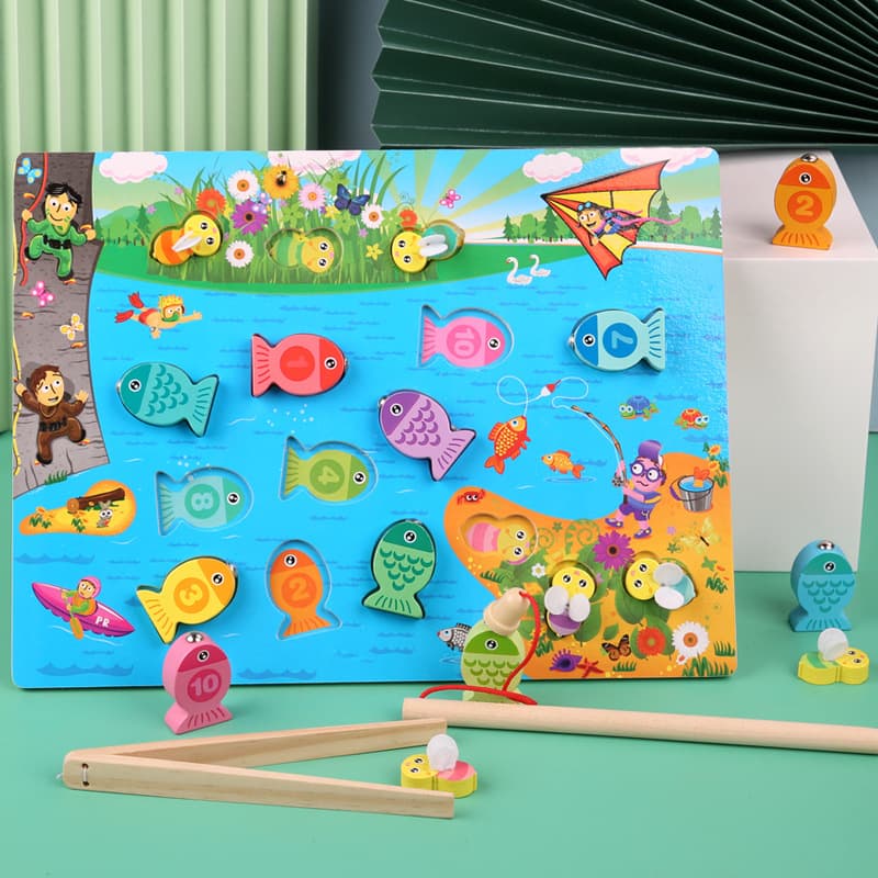 Magnetic cognitive letters and numbers for fishing, wooden toy, new collection, early education, brainstorm 1
