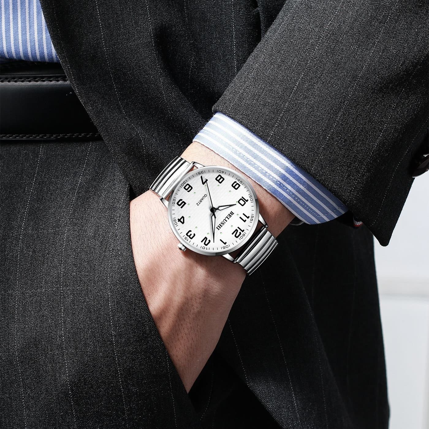 BELUSHI Waterproof Quartz Watch for Elderly - Swiss Style 2