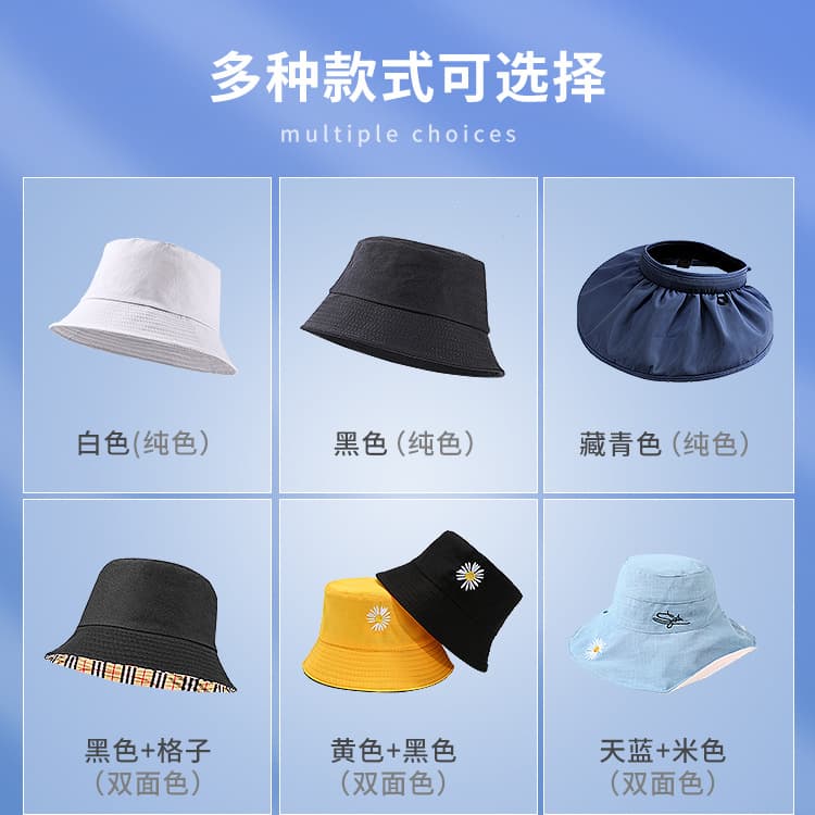 New fisherman hat female summer sunscreen cover face anti -ultraviolet hat -proof big hat shading hat double -sided bucket hat xmz107 4