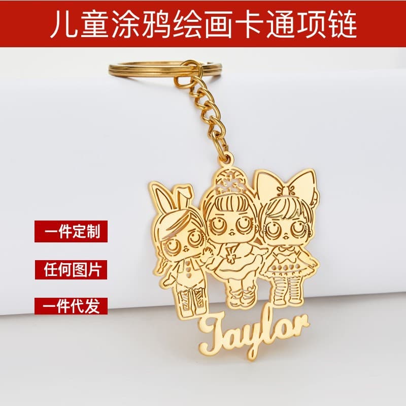 (Cross-border trading), children's necklace stainless steel, pendant, DIY 3