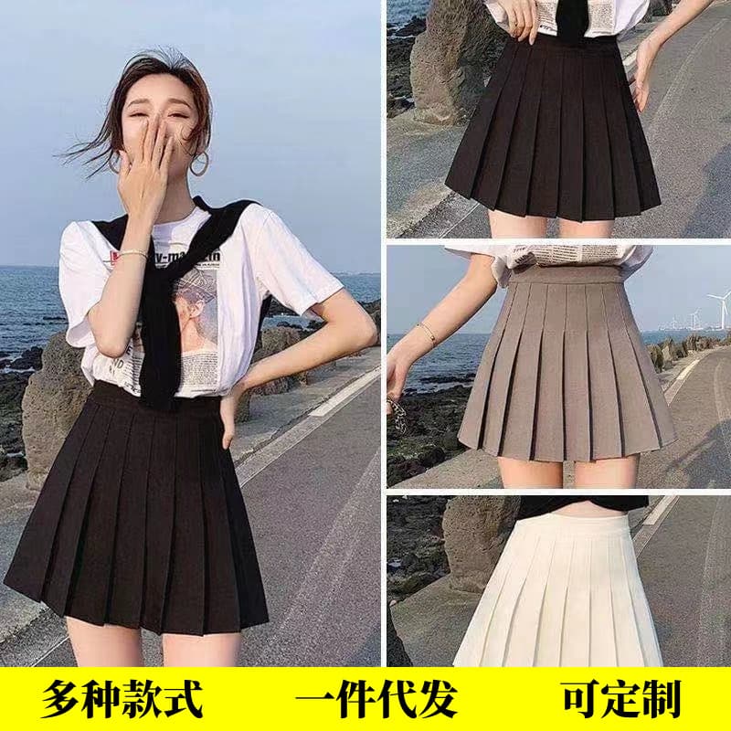 Pleated skirt, mini-skirt, protective underware, high waist, A-line, fitted, for teenagers