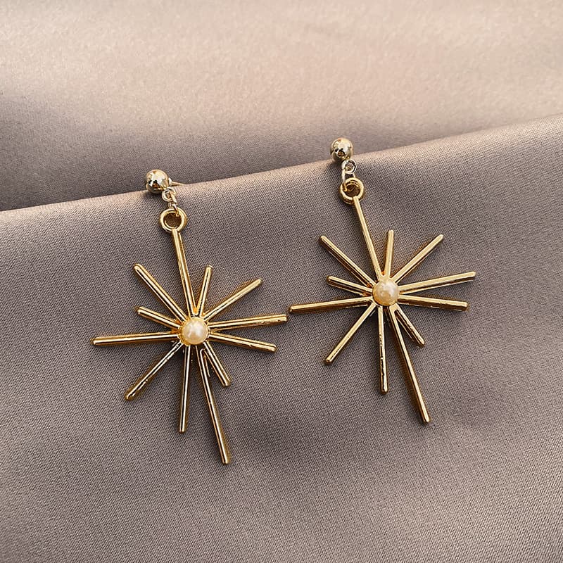 Retro geometric fashionable long earrings with tassels, European style 3