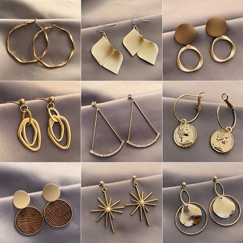 Retro geometric fashionable long earrings with tassels, European style 1