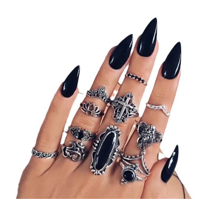 (Cross-border trading), fashionable retro black ring with stone solar-powered, set, European style, with gem 5