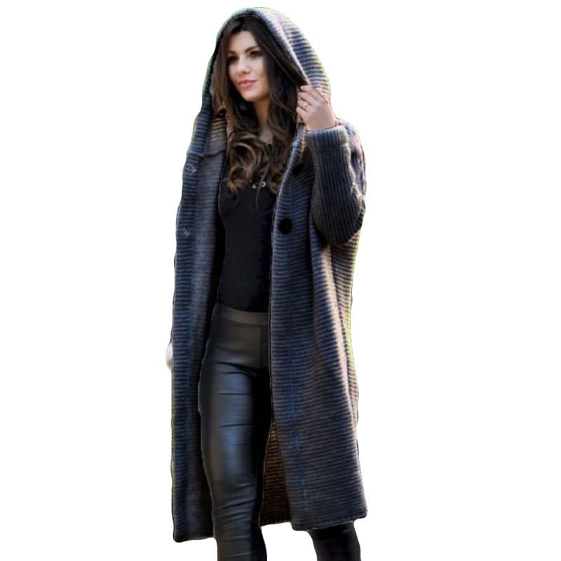 (Cross-border trading), demi-season pin, long sweater, cardigan with hood, jacket, simple and elegant design 2