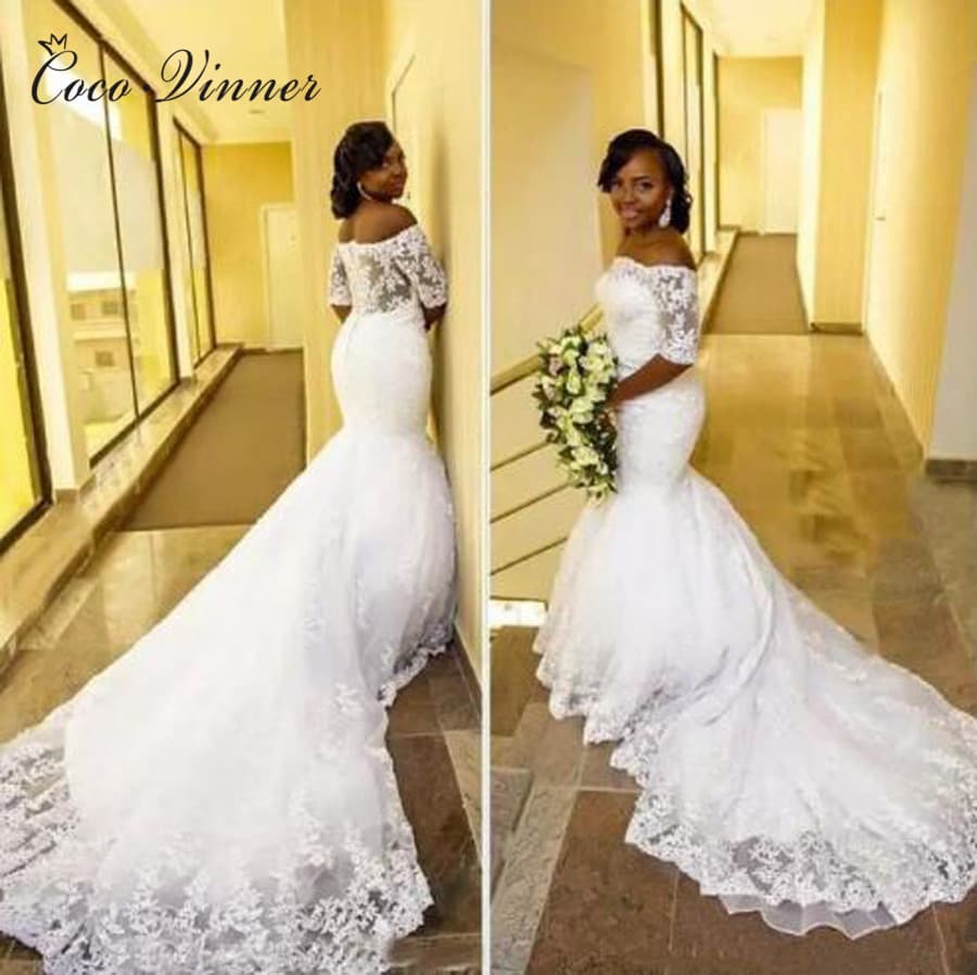 Lace spring sticker, 2020, trend of season, "fish tail" cut, open shoulders