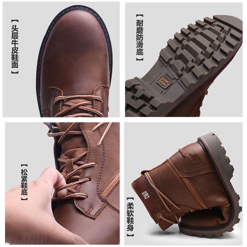 Martens, demi-season leather retro boots English style, plus size 4