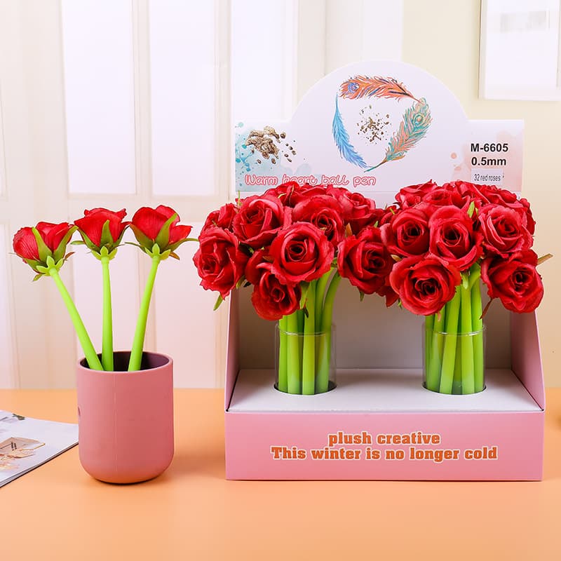 Creative rose neutral pens 0.5mm teacher holiday gift colorful multi -color style, multi -colored style, signature, writing black pen 1