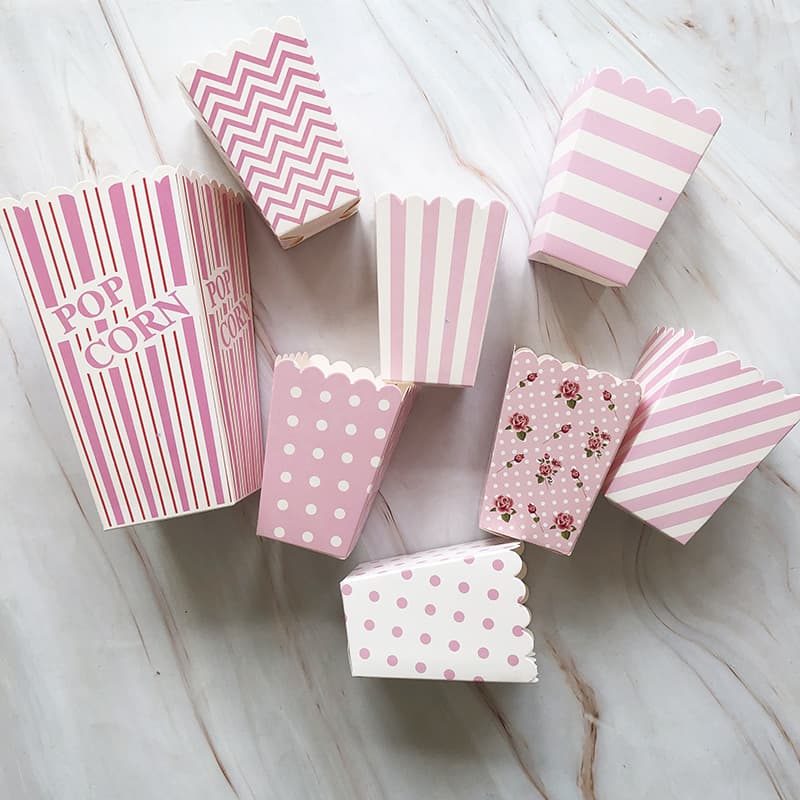 Permine silver ordinary six -color printing popcorn box spot supply European and American banquet table folding dessert decoration 4