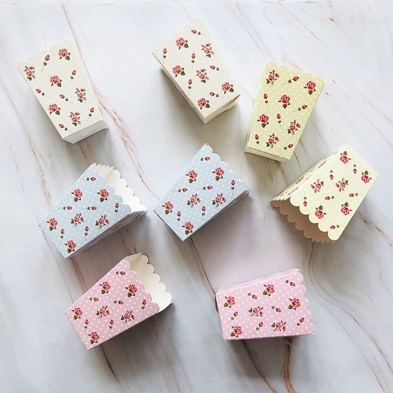 Permine silver ordinary six -color printing popcorn box spot supply European and American banquet table folding dessert decoration 5