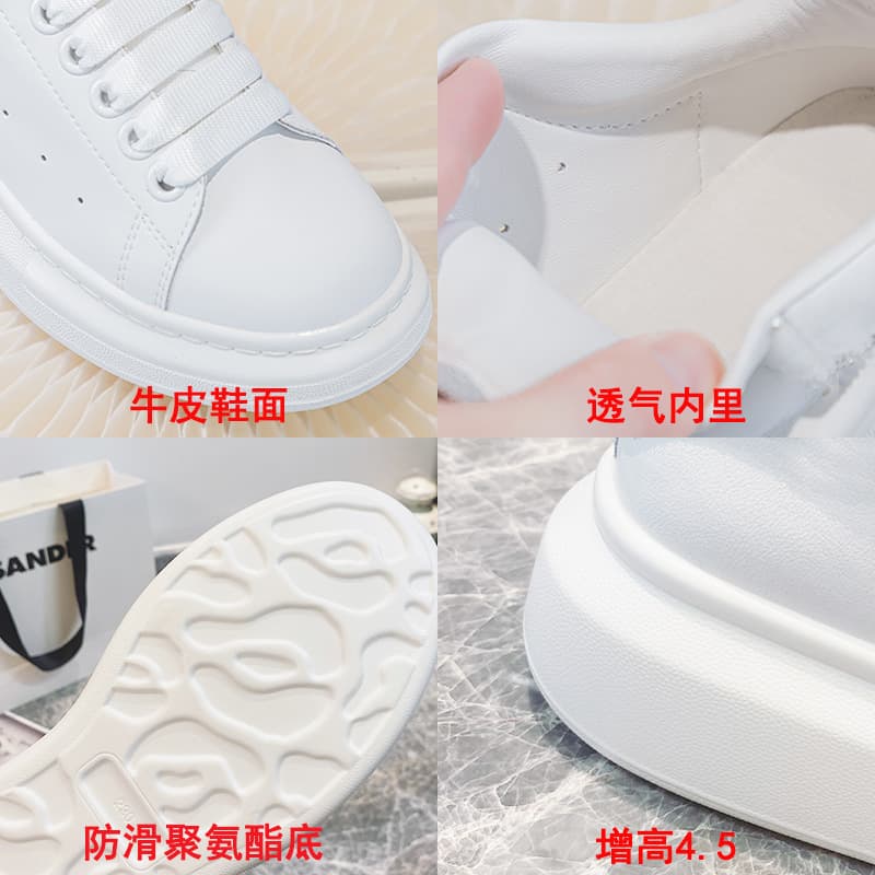 Casual white sneakers flat, shoes, spring 2026 model, genuine leather, plus size, sizes 41–43 4