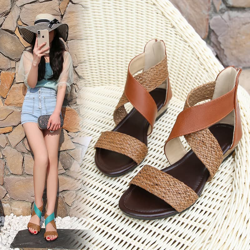 Retro sandals wedge heel, casual footwear, Collection Year 2022, boho style 4
